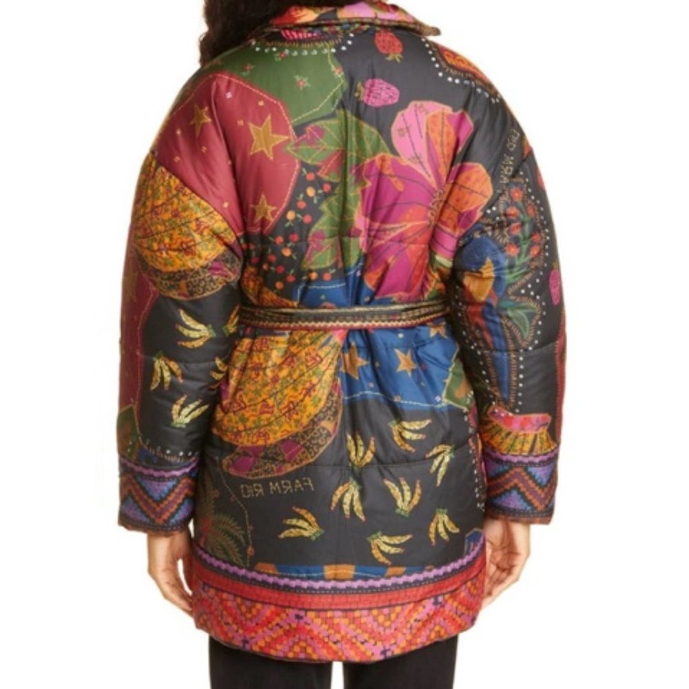 Farm Rio Crazy Mix Reversible Puffer Jacket Dopamine Tropical - Picture 1 of 13